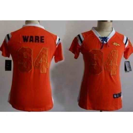 Women's Nike Denver Broncos 94 DeMarcus Ware Orange Stitched Draft Him Shimmer NFL Jersey